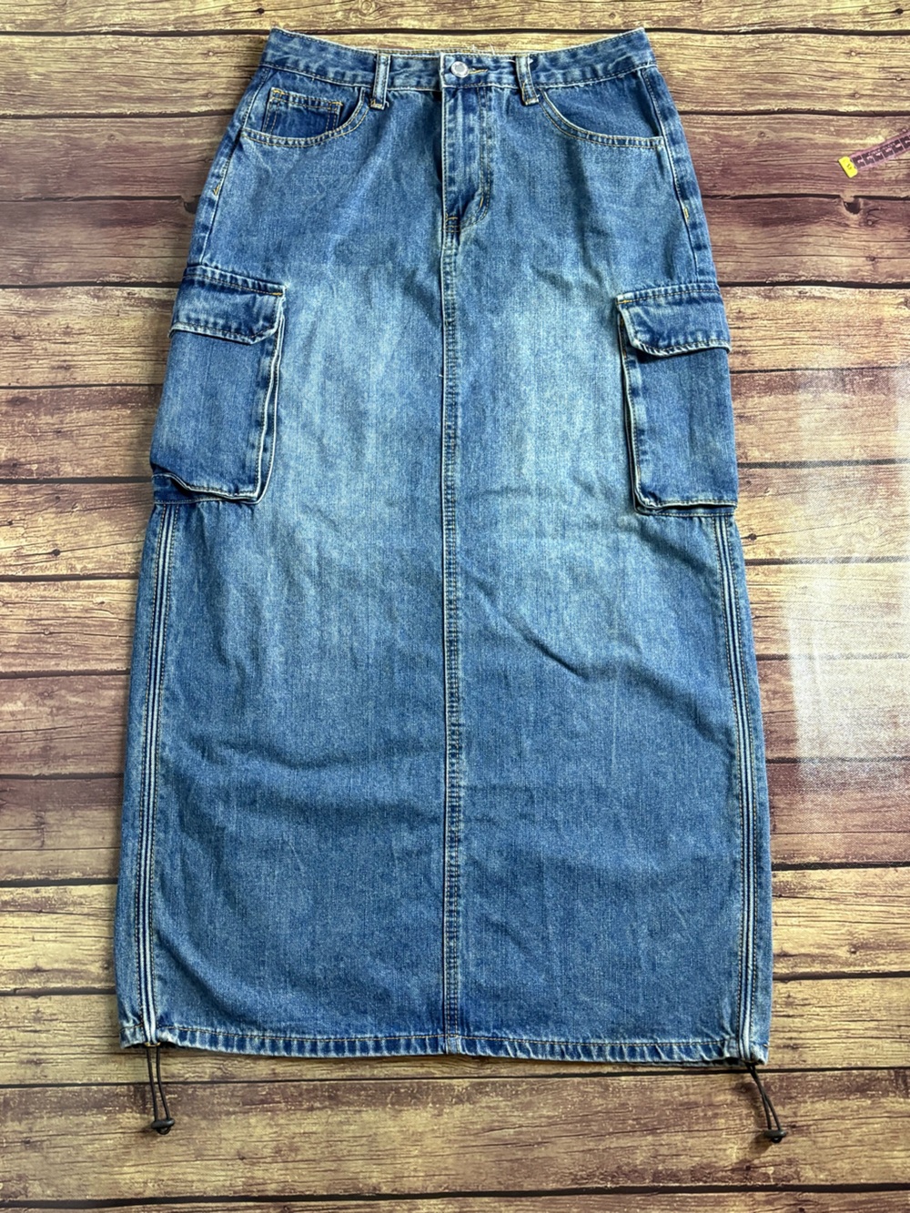 Angel Kiss Men’s Denim Cargo Skirt-Style Jeans in Blue